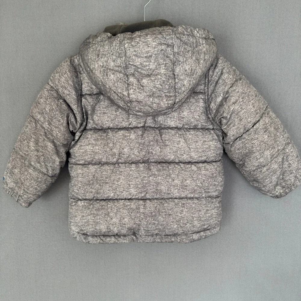 Baby Gap Boy's Size 2 Years Puffer Jacket Winter Coat Gray Removable Hood